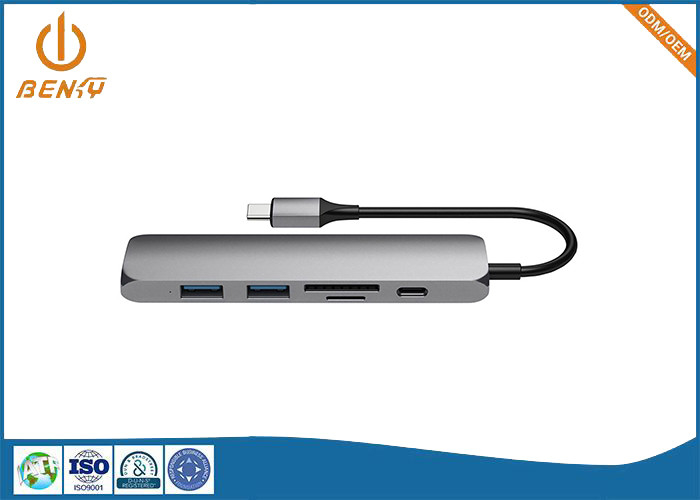 USB-Verbindungsstück maschinell bearbeitendes Aluminium-Shell 6 in 1 Nabe Dockingstations-Adapter USBs Multiport